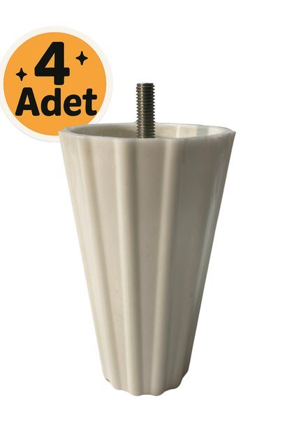 MODA Vazo 12 Cm Mobilya Baza Koltuk Puf Silindir Ayak Kanepe Ayağı Beyaz Ince Diş M8 (4 Adet)