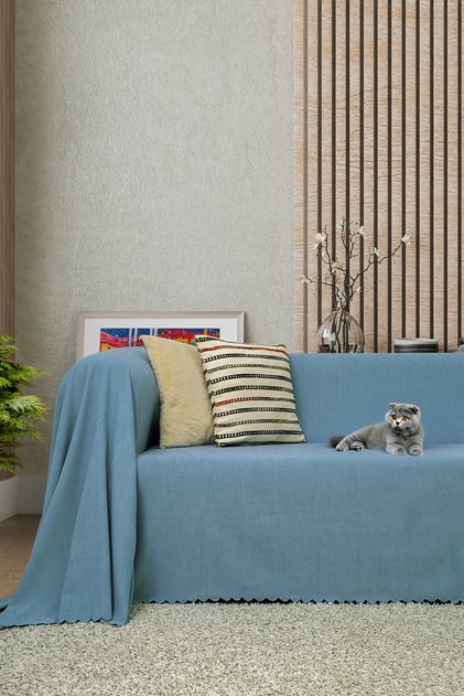 Anti-Slip Seat Cover Reversible Microfiber Chenille 175X300 cm Petrol – Cat Dog and Child Friendly