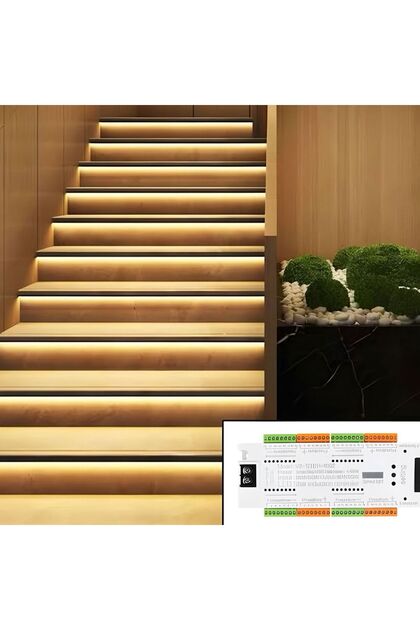 Sensörlü Merdiven Basamak Aydınlatma 32 Kanal Harakete Duyarlı LED Sensor Kontrol Ünitesi
