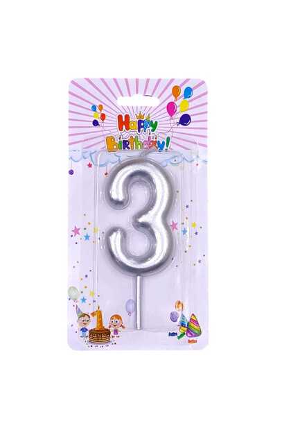 Gray Party Candle 3 12 pieces