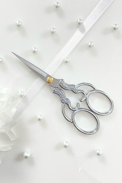 Silver Promise Engagement Scissors, Ribbon Opening Special Day Ceremonial Sewing Embroidery Scissors