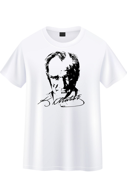 White Ataturk Printed T-Shirt / Ataturk Printed Short Sleeve / Ataturk Oversize