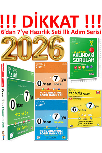 Tonguç Yayınları 7. Sınıf 6'dan 7'ye Hazırlık Seti & Kitabı 0'dan