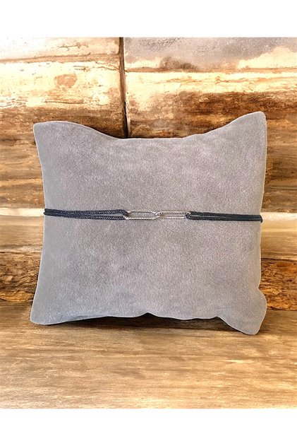 Çelik Zincirli Siyah Ipli, Ayarlanabilir Unisex Bileklik