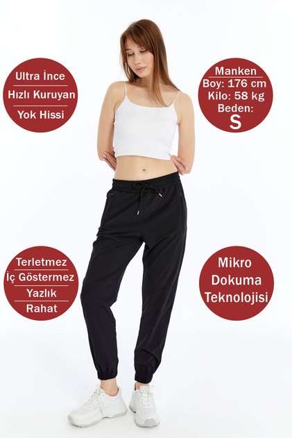Kadın Paçası Lastikli, Gizli Fermuar Cepli, Jogger Eşofman Paraşüt Kumaş Pantolon (BOL KALIP)