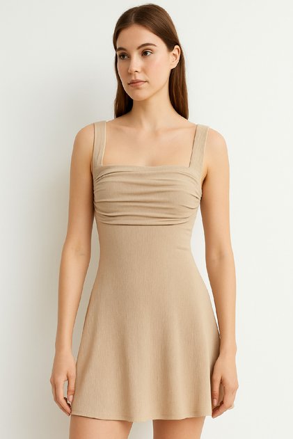 Gathered Square Neck Mini Dress Jt7076