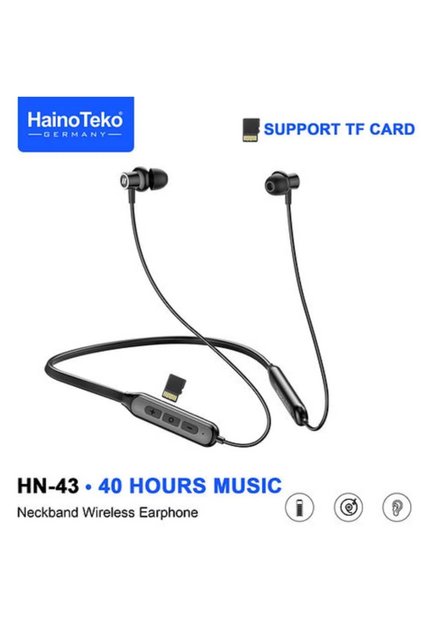 سماعة رأس HN-43 بلوتوث بشريط حول الرقبة موسيقى تدوم 40 ساعة بجودة صوت عالية ودعم بطاقة TF بلوتوث 5.4