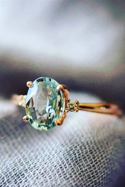 GREEN TOPAZ~PIRLANTALI~TEKTAŞ YÜZÜK - Ak210