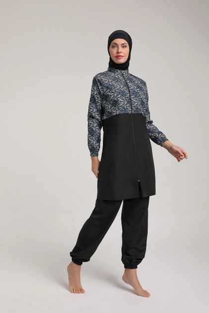 Patterned Women's Hijab Swimsuit Set 5440