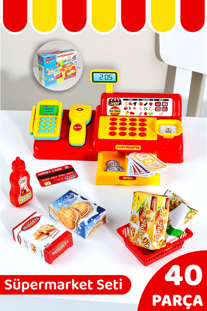 Meleni Toys 40 Parça Yazar Kasa Alışveriş Seti - Aksesuarlı Market