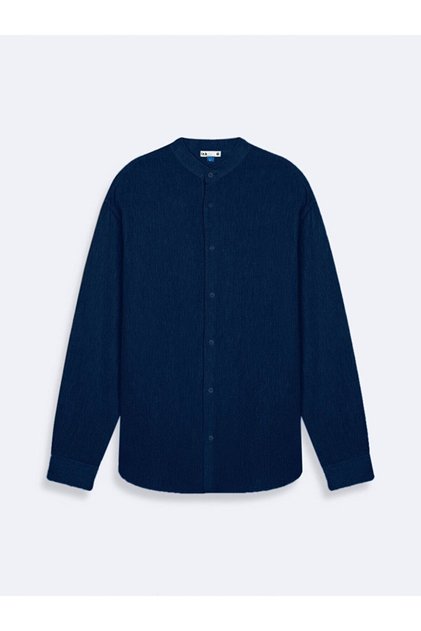 Regular Long Sleeve Navy Blue Shirt