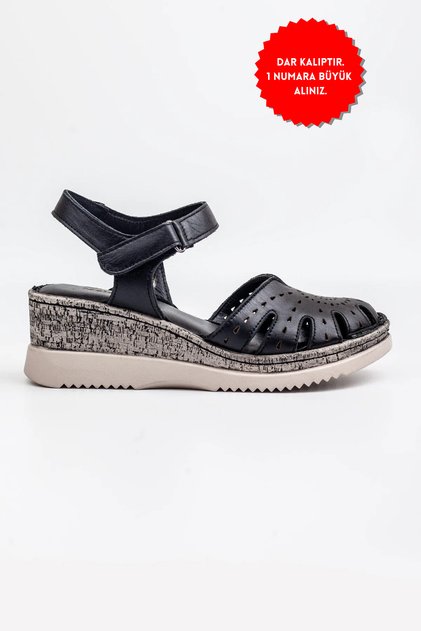 Women's Genuine Leather Closed-Front Orthopedic Sandals, Wedge Heel Sandals