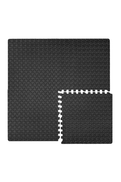Covor tip puzzle pentru podea, suprafață 1,48 m², negru, 4 bucăți