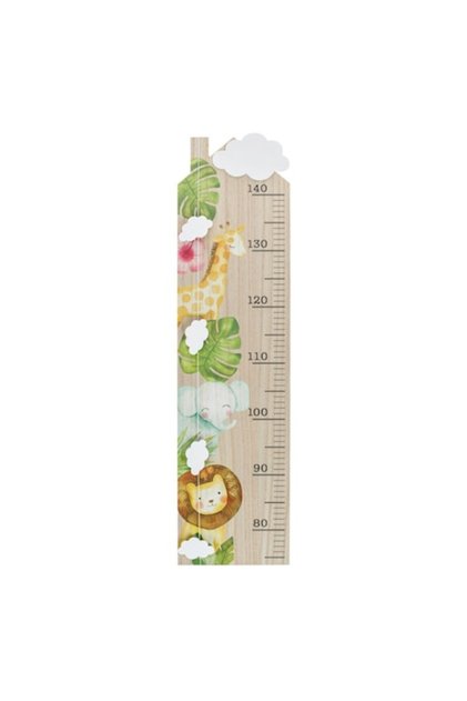 Metru pentru masurarea inaltimii copiilor Shopiens®, din lemn, cu animalute desenate, 70 x 20 cm