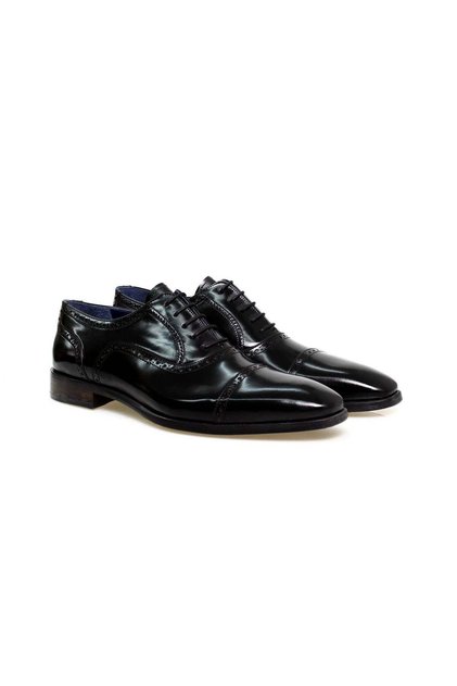 Black Color Lace-Up Genuine Leather Men's Shoes