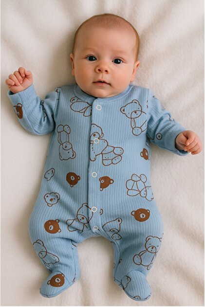 ENİA BABY Newborn Baby Booties Cotton Snap Rompers Hospital