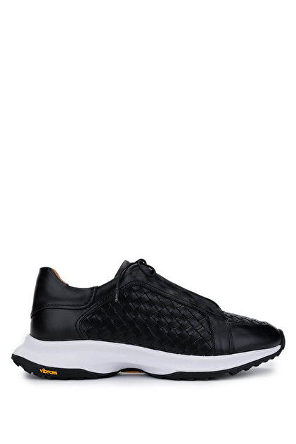 Men's Genuine Leather Black Sneakers & Sports Shoes