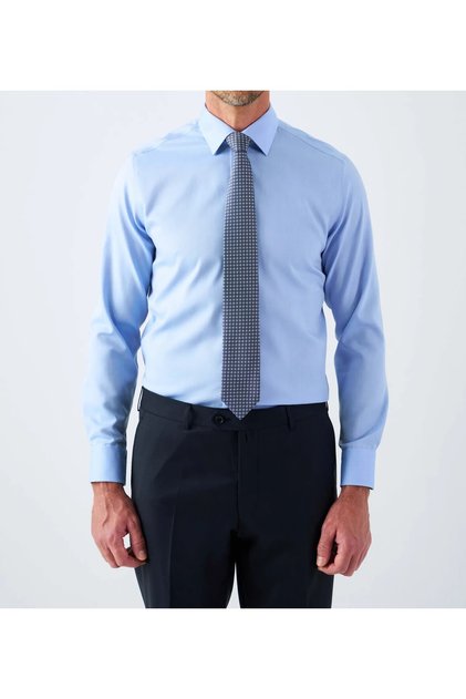 Uzun Kollu Slim Fit %100 Pamuk Non-Iron Ütü Gerektirmeyen Kırışmayan Oxford Klasik Erkek Gömlek