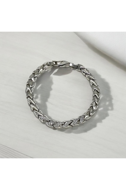 Xoping Zircon Stone Braided Model Women's Bracelet Color Silver