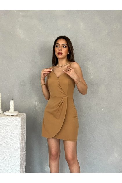 Askılı Çıtçıt Kapamalı Mini Kadın Elbise