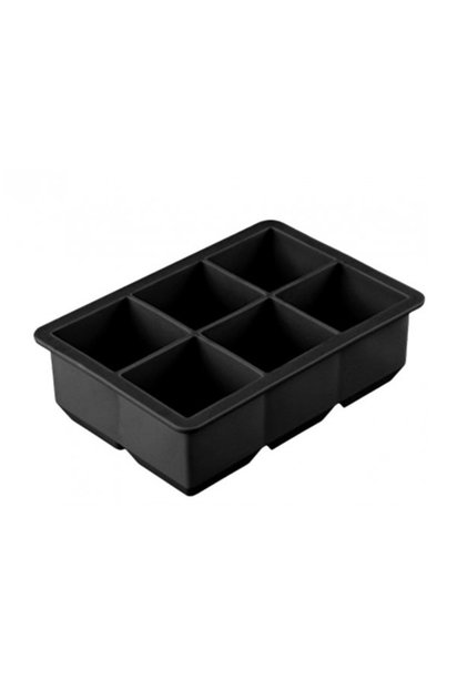 Silicone mould for ice cubes, 6 spaces for cubes, 17x11.5x5 cm, black