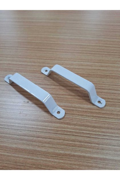 (2 Pcs) Small (White) Iron Chop Handle Wood Door Cover Handlebu Top Screwed 96mm