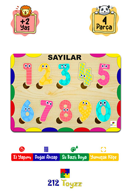 212toyzz Ahşap Oyuncak Eğitici Öğretici Puzzle Yapboz Meyve Sebze