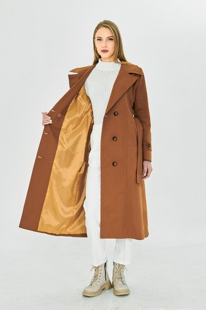 Trenci damă 1121, cu două rânduri de nasturi, extra lung (120 cm), 100% bumbac