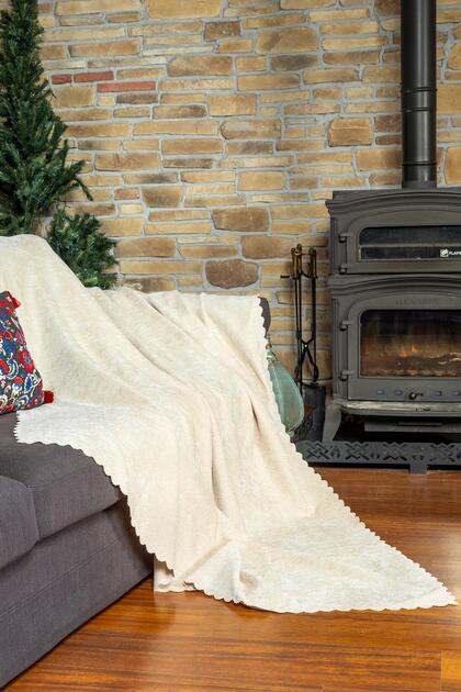 Zenit Armchair Cover 110X175 Armchair Decorative Jacquard Chenille | Sofa Cover | 2 Pieces, Cream