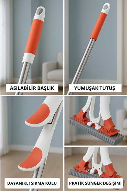 toshi Kelebek Sıkma Mekanizmalı Sünger Paspas Mop - Fiyatı, Yorumları