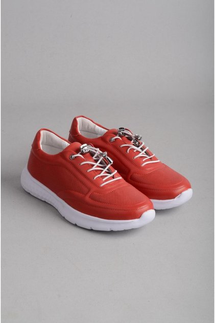 Seç N111 Genuine Leather Women's Sports Shoes Red