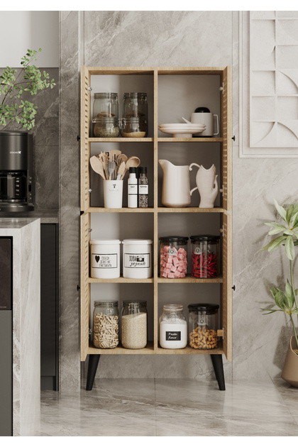 enwood DENEB MDF SAFİR MEŞE 4 KAPAKLI(PANJUR KAPAK) AHŞAP AYAKLI