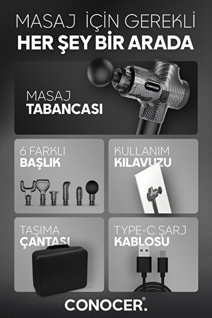 CONOCER X3pro Masaj Tabancası 30 Hız Vurmalı Süper Sessiz - Fiyatı