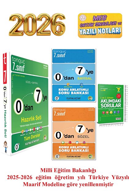 Tonguç Yayınları 7. Sınıf Yeni Nesil 0'dan 7'ye Sayısal & Sözel