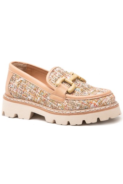 D25Ya-03770 Powder Skin Leather Women's Loafer Shoes