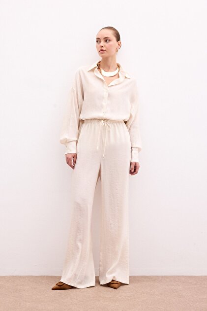 Elastic Waist Trousers - Stone
