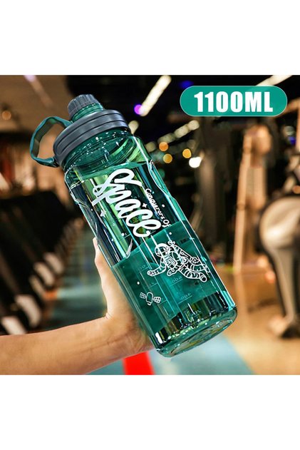 1100ML star green 2L 3L Large Capacity Sport Water Bottle With Filter Eco-Friendly Plastic Water Cup