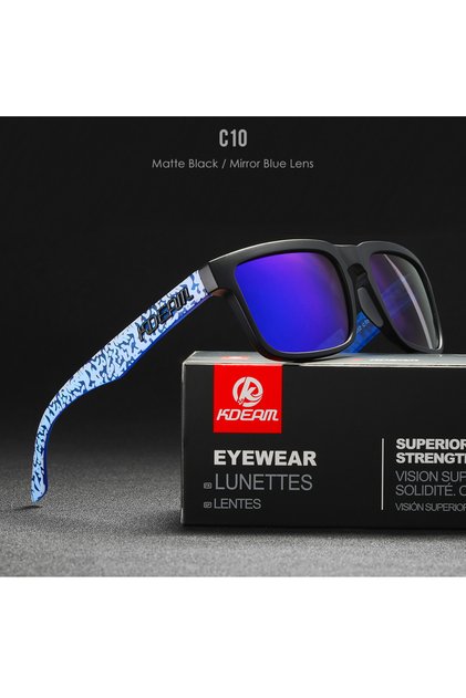 C10Mirrored Blue KDEAM 2022 Square Men's Polarized Sunglasses Outdoors Lifestyle Coating Sun Glasses