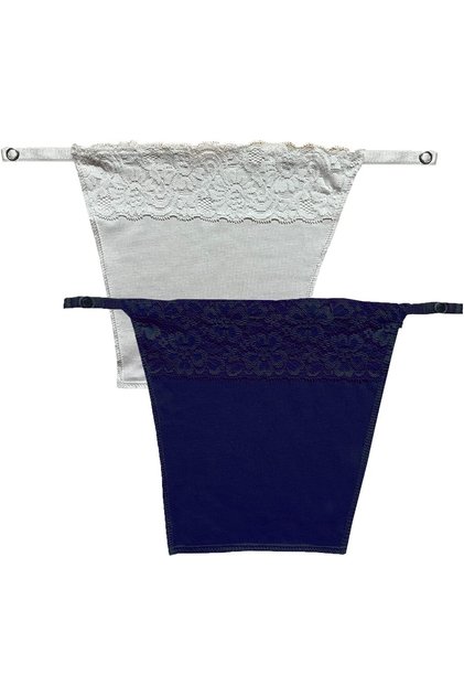 Women's Cotton Camisole Cleavage Cover Clip-on Mock Lace Camisecret - Set of 2