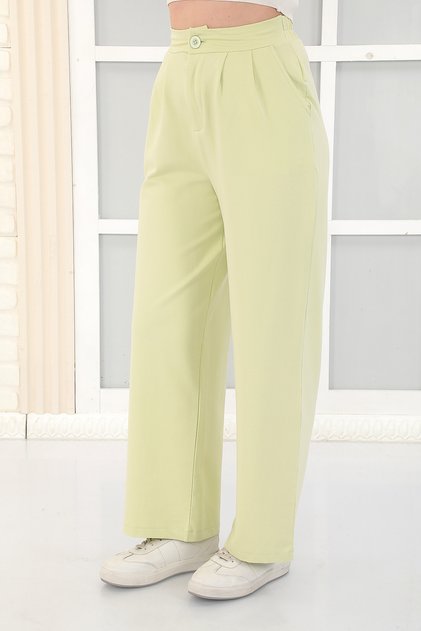 Shallow Pleated Women's Pants with Wide Legs