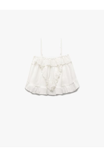 Lace Detailed Square Neck Strappy Crop Blouse