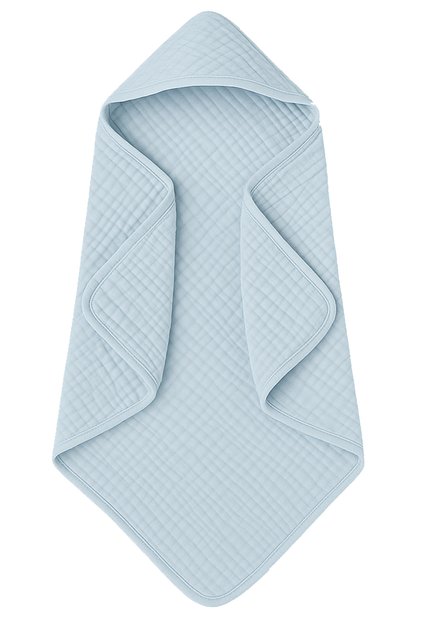 Baby Boy Gifts, Blue Muslin Newborn Bathrobe 100% Cotton 4 Layer Hooded Bath Towel