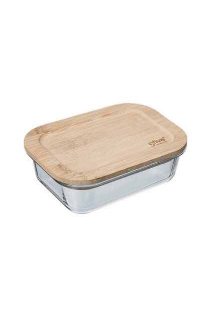 Caserolă dreptunghiulară 5five din bambus, sticlă, 1l, 19,8x14,7x6,7 cm