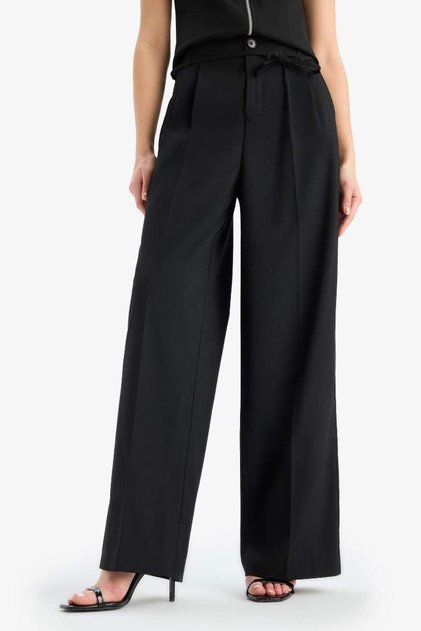 Afra X Wide Leg Fabric Palazzo Pants Three Pockets Regular Waist Standard Length E5970Ax25Sp