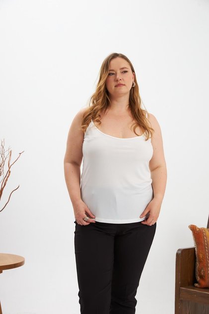 Large Size Strap Undershirt White