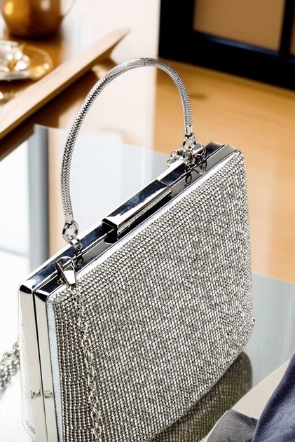Evening Dress Bag Bucket Model with Stones Evening Dress Bag for Weddings and Special Moments with Handle and Handbag
