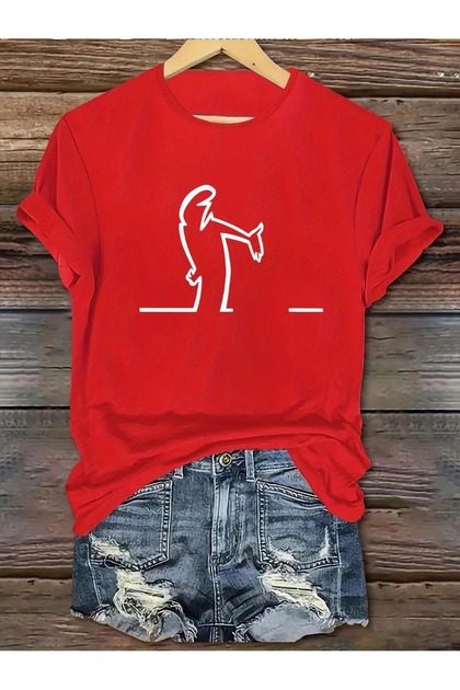 Women's by Curious Printed Crew Neck T-Shirt Oversize Loose