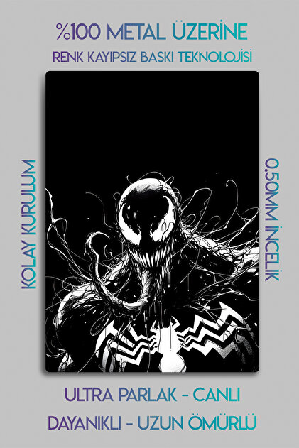 DekorHane Metal Baskı - Marvel Venom, Spider Man Örümcek Adam