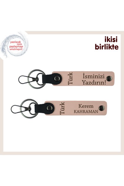 Turkish Text Patterned Personal Keychain Set, Puppy Mouth-Y Mouth, Gift for Company Employees