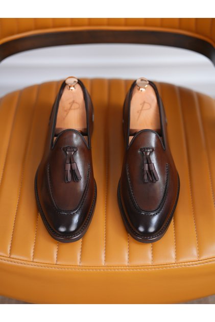 Men's Premium Spiro Alcohol Opening Leather Cowhide Inner Lining Special Lightweight Eva Sole Corcik Shoes-Bitter Brown